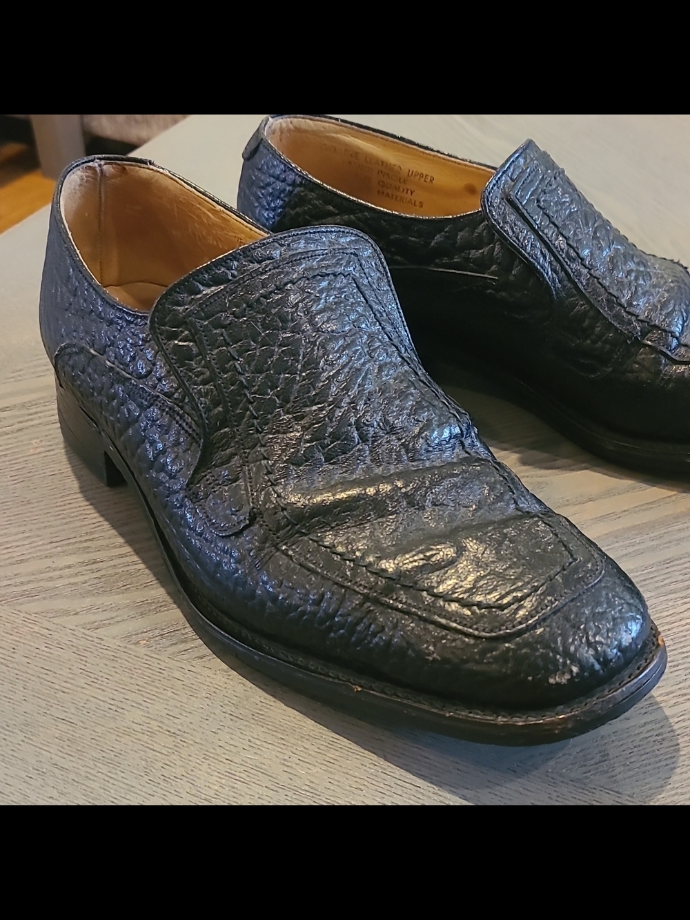 Classic Men's Black Leather Slip-On Dress Shoes